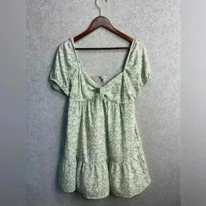 Speechless Short Sleeve Babydoll Dress Womens Large mint green floral cottage